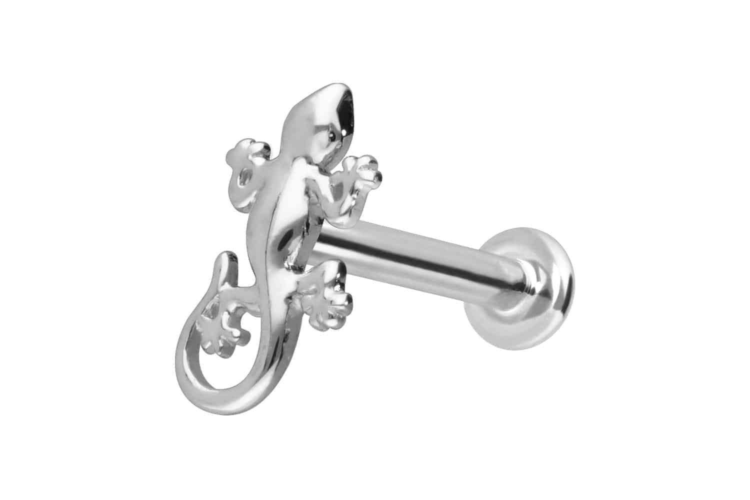 14 Karat Gold Labret Piercing mit Innengewinde GECKO